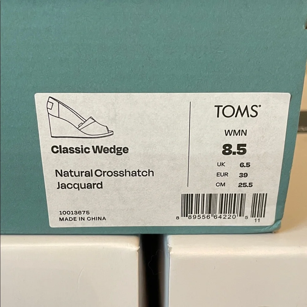 TOMS Beige Crosshatch Wedges - Picture 3 of 12
